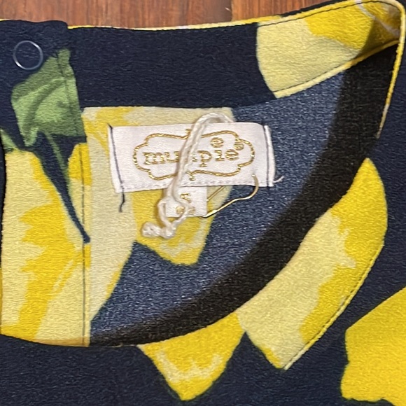 Mud Pie Midi Navy Blue dress with Lemon print - Picture 4 of 8